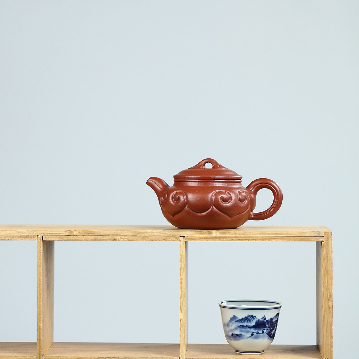 宜兴名家纯手工紫砂壶 茶壶茶具 张静原矿大红袍 仿古如意200cc