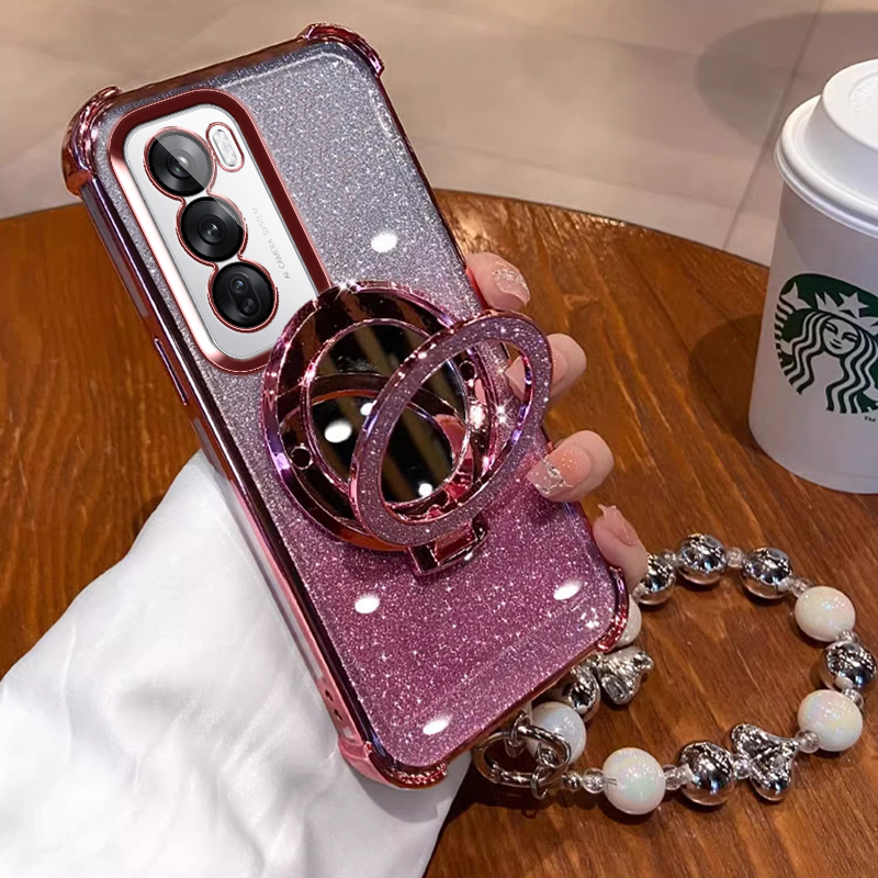 oppoReno12手机壳reno12pro保护套PJV110镜子支架PJW软壳rano12女