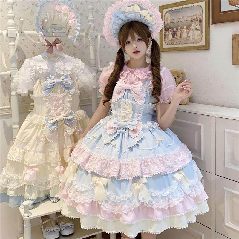 原创设计Lolita洋装可爱jsk吊带连衣裙夏天