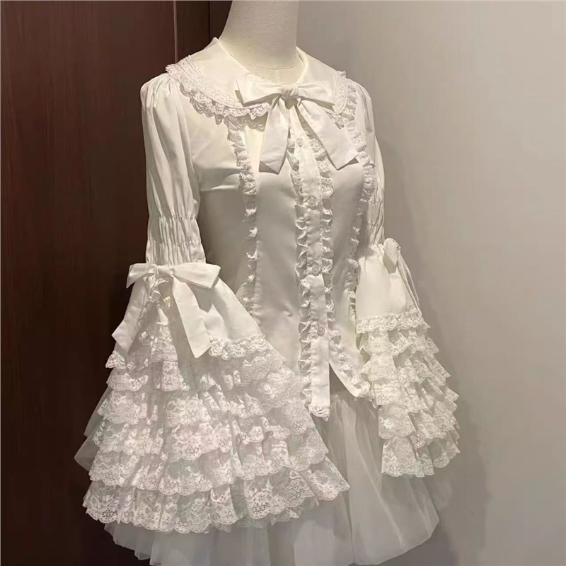 洛丽塔姬袖衬衫lolita内搭复古娃娃领蕾丝蝴蝶结上衣宫廷风衬衣