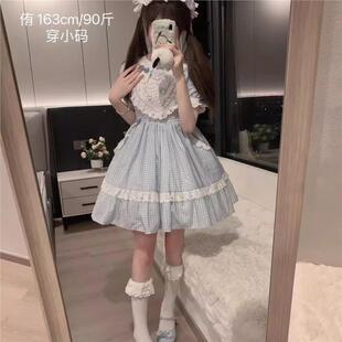 -天使小熊-格子软妹连衣裙可爱小个子显瘦洛丽塔连衣裙夏