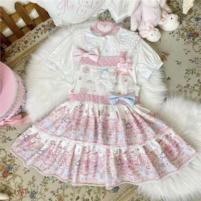 啵啵兔偶内搭·现货Lolita内搭姬袖全棉短袖古早可爱洛丽塔衬衫