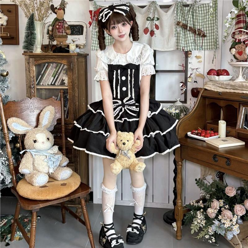 原创lolita甜美可爱日常三层裙摆背带裙