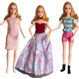 30cm金发巴芘娃娃多关节11寸配衣服鞋 子一整套益智女孩过家家玩具