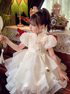 Наряд маленькой принцессы, летняя одежда, ципао, в западном стиле, рукава фонарики, китайский стиль