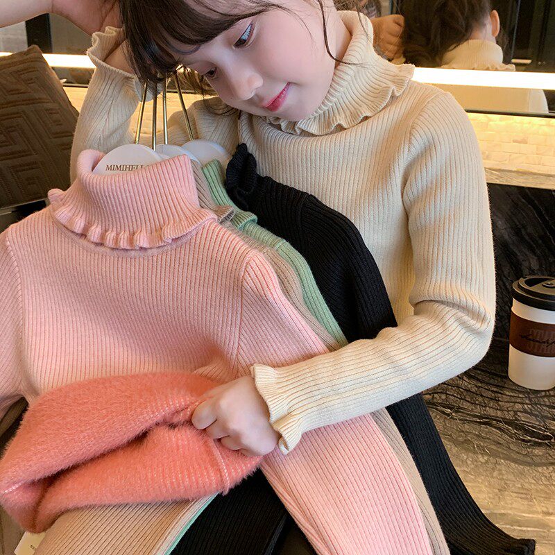 女童加绒毛衣洋气儿童高领毛衣冬装2025新款小女孩韩版针织打底衫,童装/婴儿装/亲子装,毛衣/针织衫,淘宝优惠券,粉丝福利购,淘宝优惠卷
