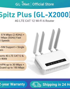 Spitz Plus (GL-X2000) Wi-Fi 6 4G LTE CAT 12 Router