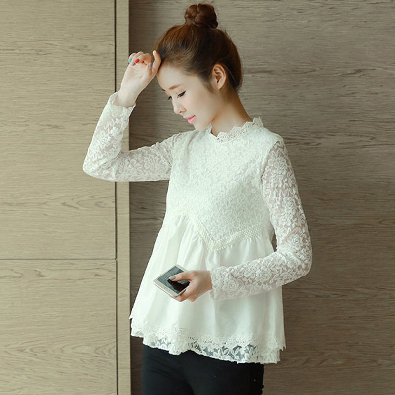 18春秋装短款宽松孕妇长袖蕾丝打底衫T恤上衣孕妇装韩版新款秋季|ruв категории Всё для беременных и кормящих, материнство, футболка - от Buy2taobao.com для оказания профессиональной услуги покупки агента Taobao