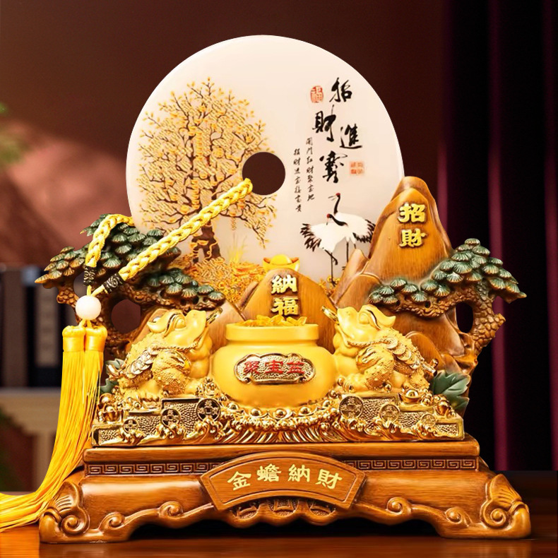 新中式家居客厅装饰品金蟾纳财平安扣摆件店铺开张乔迁搬新家礼品