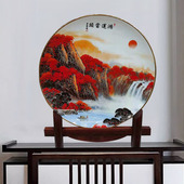 景德镇骨瓷装 制 饰盘工艺品中国风摆件瓷器鸿运当头骨瓷挂盘定