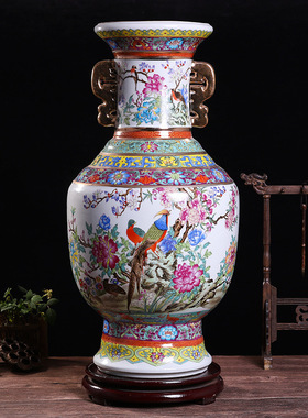 仿古中式珐琅彩瓷 景德镇客厅家居陶瓷花瓶 瓷器摆件工艺品礼品