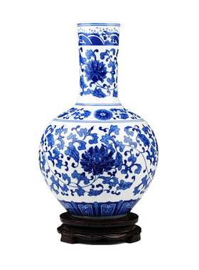 景德镇陶瓷花瓶仿古青花瓷现代新中式家居客厅装饰品摆件干花