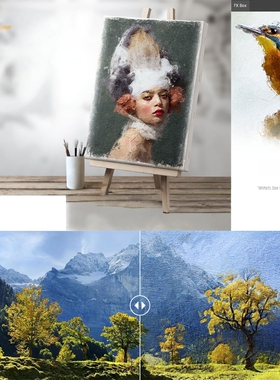 Real Paint FX - Photoshop Add-On PS一键生成逼真油画脚本插件