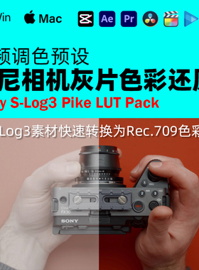 索尼相机灰片色彩还原调色预设 Sony S-Log3 快速转换Rec.709 LUT