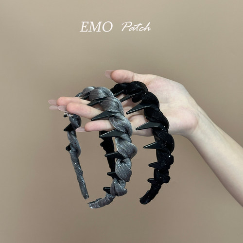 小香风珠光缠绕发箍带齿防滑