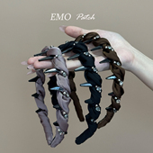 高颅顶 韩国带齿防滑布艺发卡发箍女压碎发穿搭日常洗脸缎面头箍