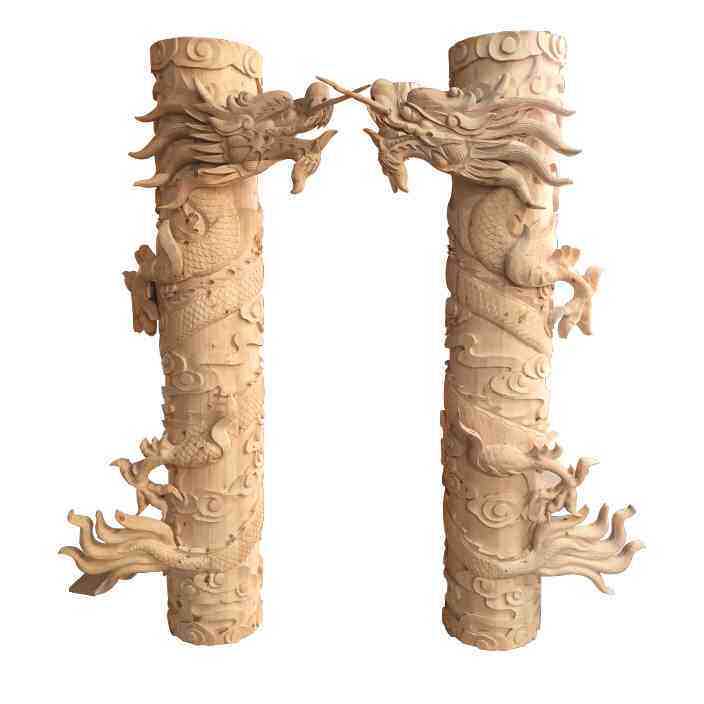 东阳木雕龙柱龙凤圆柱子实木盘龙柱佛龛神龛寺庙空心包柱手工雕刻