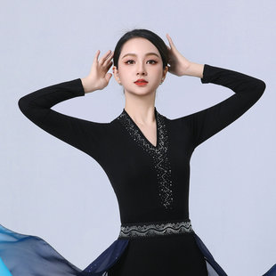 秋冬加厚形体喇叭裤形体服套装长袖现代舞蹈练功服走秀走姿仪态女