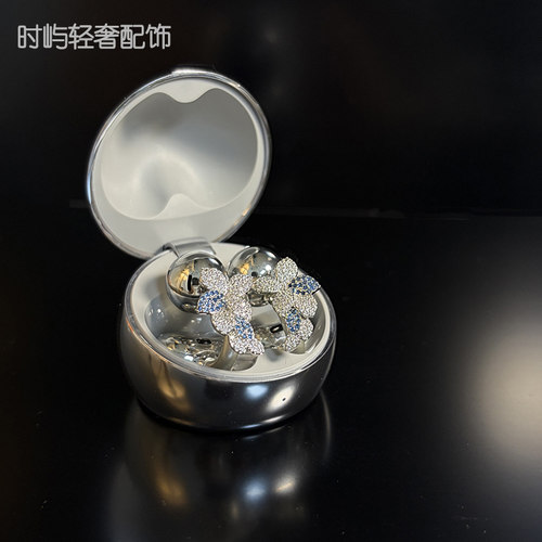 幸运草适用华为freeclip2耳夹配饰clip2典藏版蓝锆耳饰钻扣轻奢女
