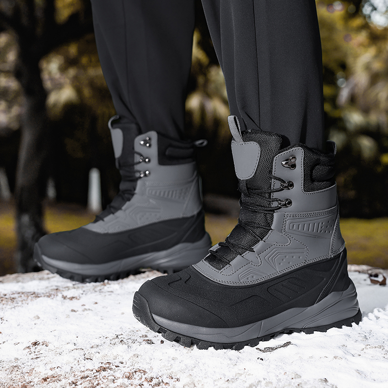 雪地靴男防水防滑加绒加厚滑雪靴