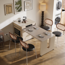 多功能岩板岛台餐桌可折叠伸缩充电一体式小户型家用吃饭餐桌椅