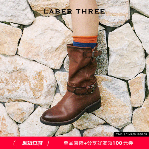 LABERTHREE折痕游牧骑士靴