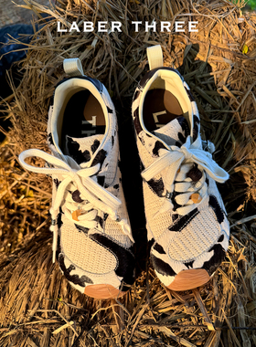 徐若晗同款LABERTHREEE 奶牛纹马毛不对称大斜头德训鞋复古运动鞋