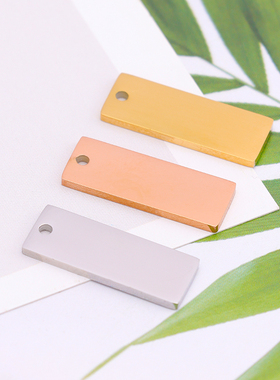 钛钢长条DIY刻名字项链吊坠镜面抛光单孔吊牌不锈钢diy配件材料