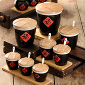 创意陶瓷福字缸小酱缸家用老式 调味缸带盖菜缸辣椒油罐油盐罐复古