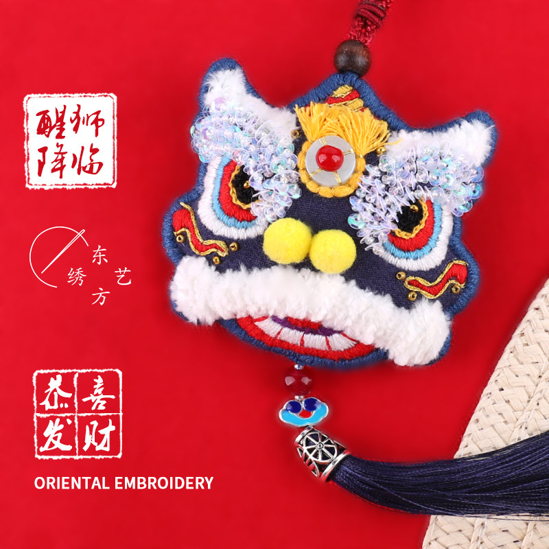 醒狮刺绣背面,布偶,寓意_大山谷图库