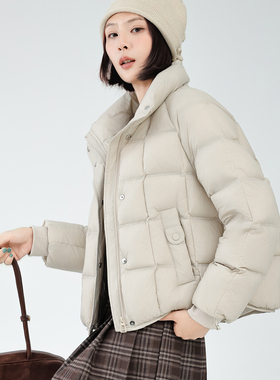 短款面包服2025冬季新款90%白鸭绒两面穿翻领羽绒服女小个子