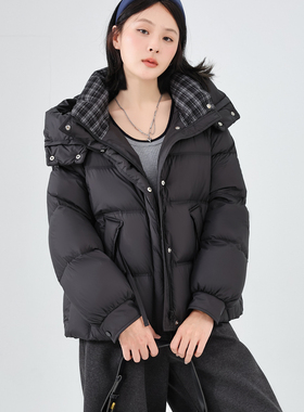 新品2025冬季加厚%90白鸭绒羽绒服女连帽面包服小个子冬季外套