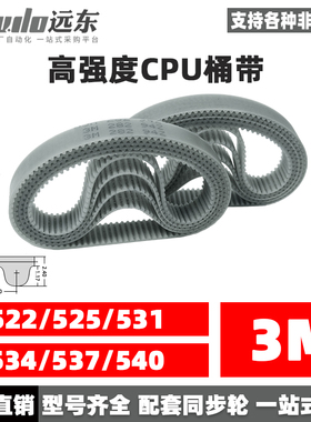聚氨酯钢丝同步带CPU桶带无缝皮带HTD3M522/525/531/534/537/540