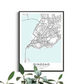 定制城市地图挂画客厅沙发背景墙办公室餐厅极简创意抽象装 饰画