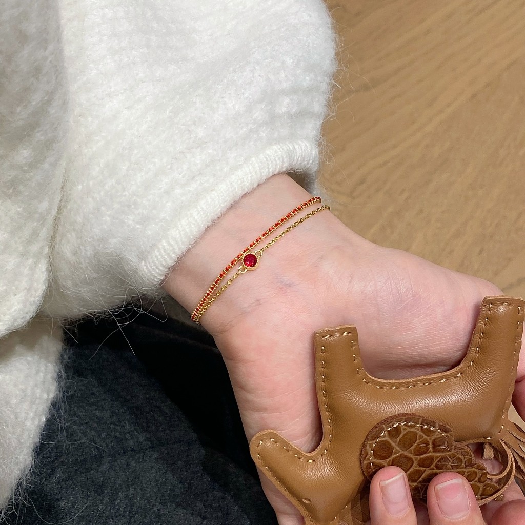 编织双层红绳手链925纯银红宝石小众设计轻奢高级感彩宝本命年,饰品/流行首饰/时尚饰品新,银饰手链,淘宝优惠券,粉丝福利购,淘宝优惠卷