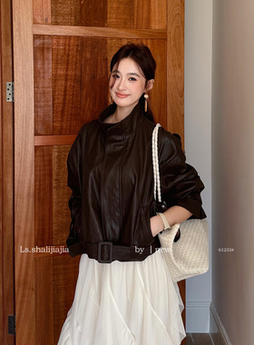 LS 极简时尚百搭休闲皮外套 广州十三行2026早春新品女装61233#