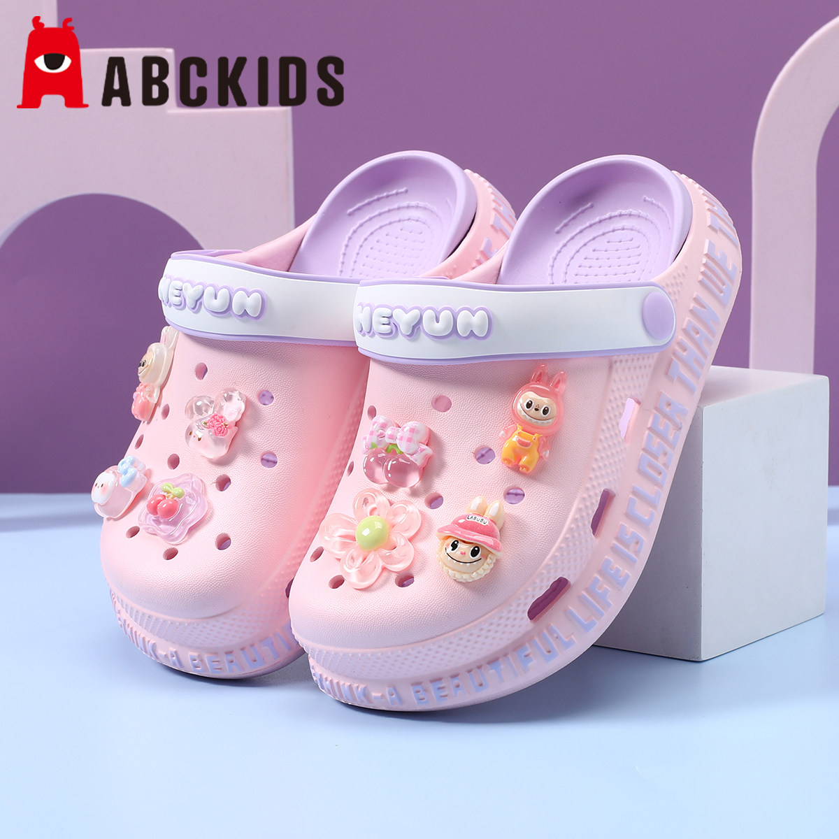 abckids儿童洞洞鞋拉布布拖鞋图片