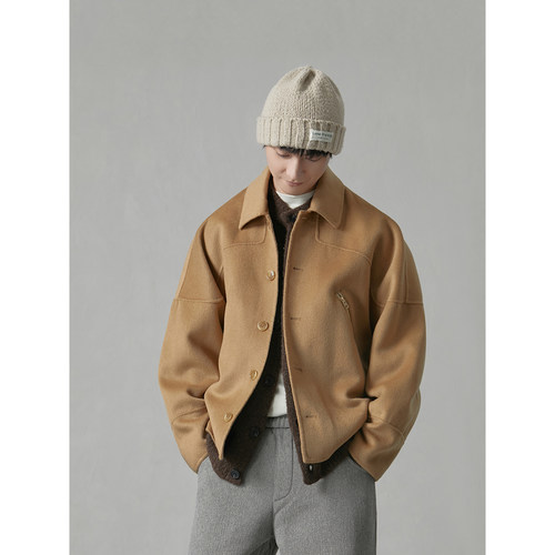 韩系风格拉链夹克外套亨佰仕翻领