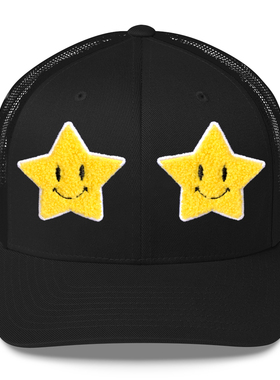 AONE4SURE Gamestar MeshCap 原创笑脸五角星大头围黑色货车网帽