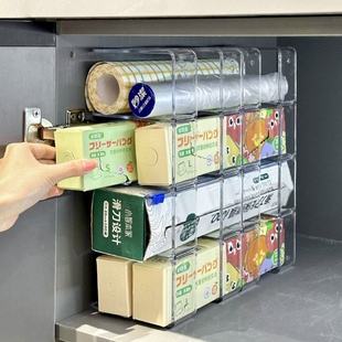 厨房收纳神器省空间多功能柜子分层架子整体橱柜保鲜膜袋收纳层架