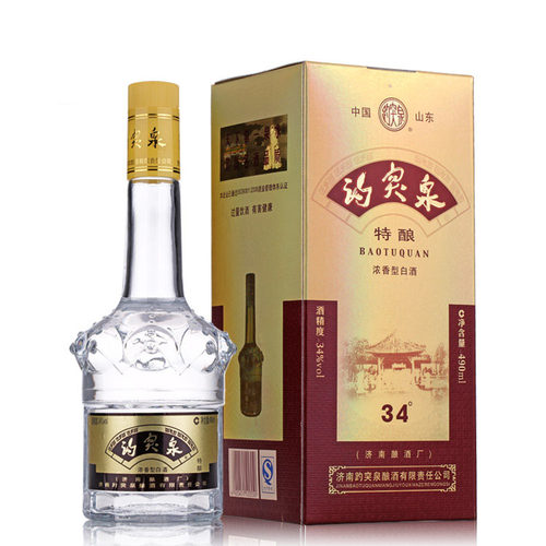 山东鲁酒特产白酒 34度趵突泉特酿白酒   34度白趵 整箱正品特惠