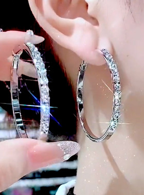 5cm大圈圈显瘦耳环大气锆石耳圈