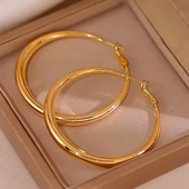 5cm新款 爆品金色大耳圈小众独特轻奢高级显脸小百搭爆款 素圈耳环