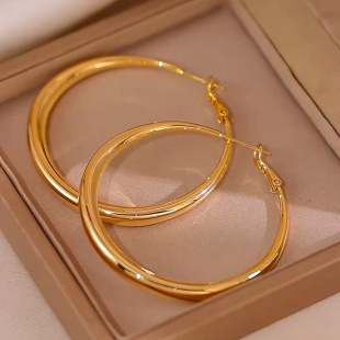 5cm新款 素圈耳环 爆品金色大耳圈小众独特轻奢高级显脸小百搭爆款