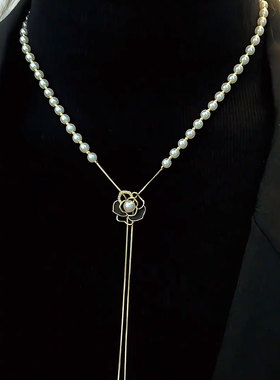 山茶花珍珠项链2025年新款轻奢女