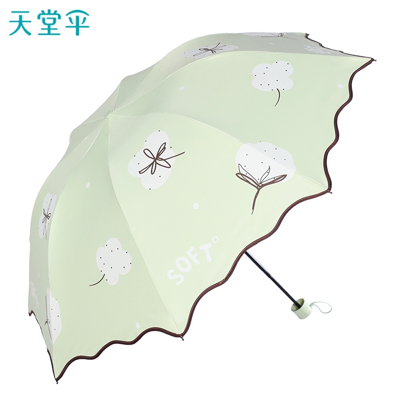 天堂伞2025年新款正品晴雨伞女新款小清新风小巧便携款黑胶遮阳伞