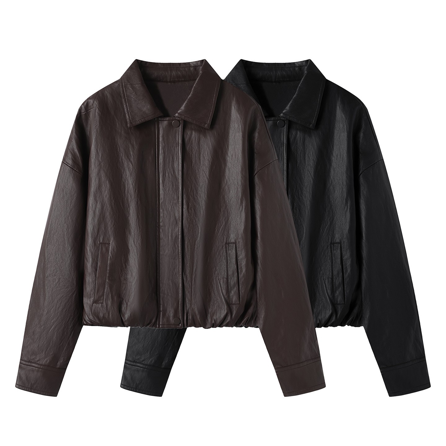 美拉德咖色皮衣女2025秋季新款pu夹克短外套F95A243B