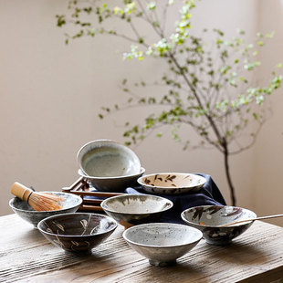 日本进口濑户烧古朴素雅米饭碗陶味平茶碗日式家用面碗禅意粗陶碗
