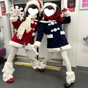 微微风jk绵绵喵正版毛呢外套软妹可爱学院风冬季加厚圣诞新年战袍