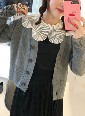韩版女士米白色绣花假领子